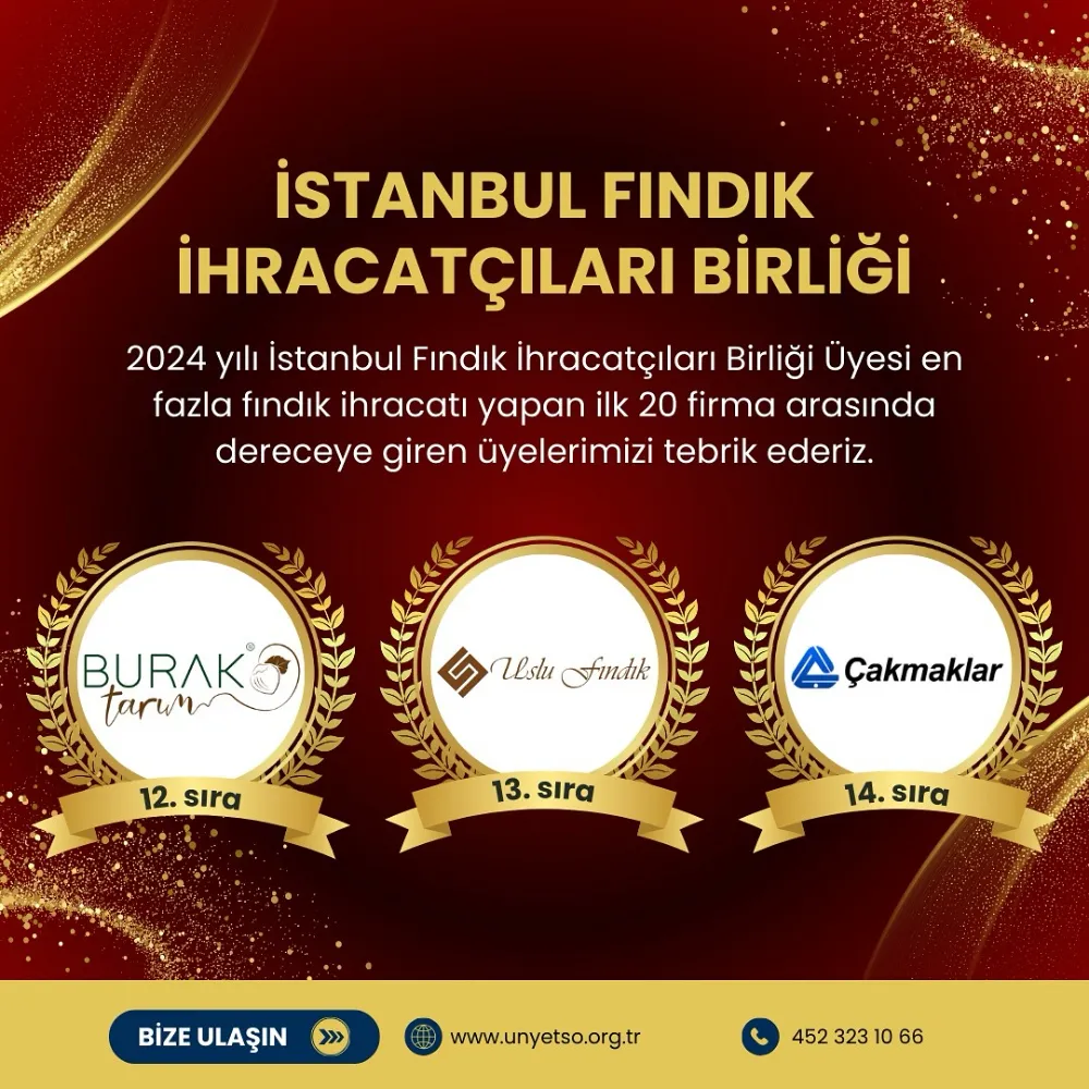 İFİB LİSTESİNDE FINDIK İHRACATINDA ÜNYE