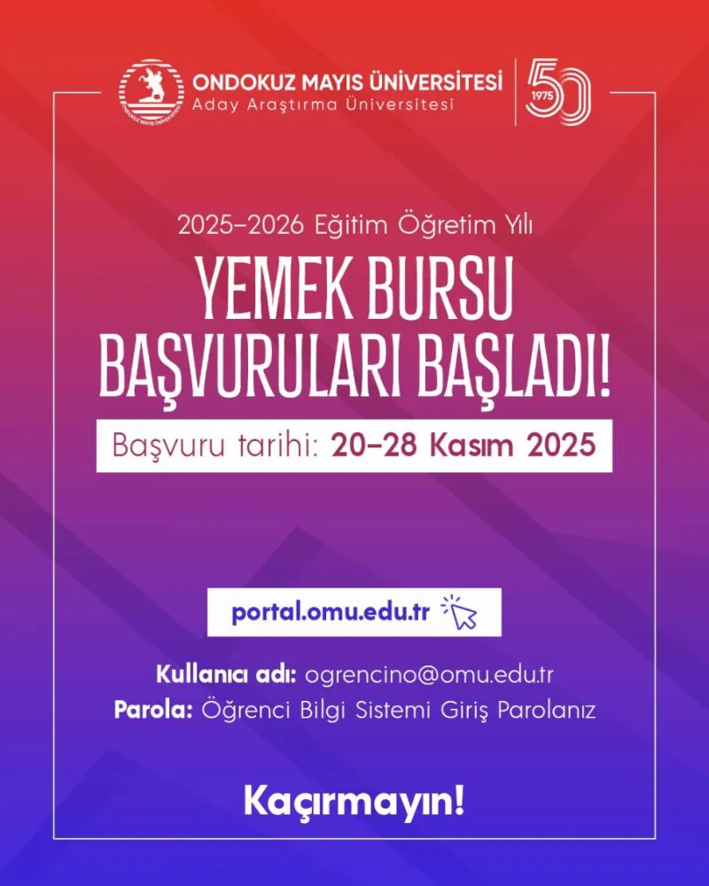 OMÜ’de Yemek Bursu başvuruları açıldı