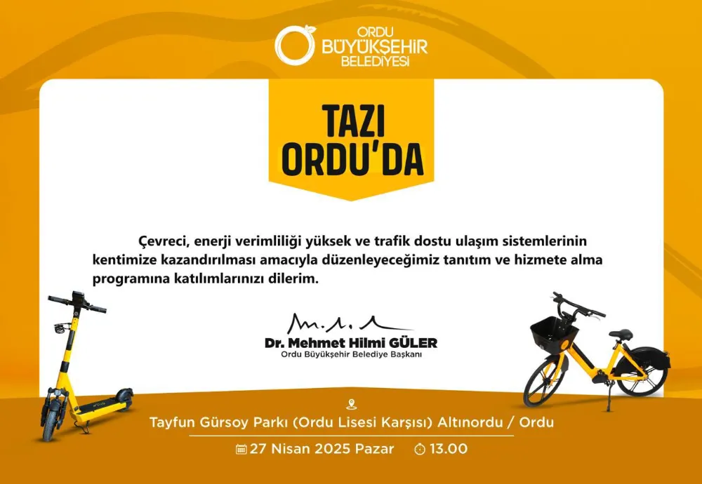 ORDU’YA YENİ ULAŞIM ARACI