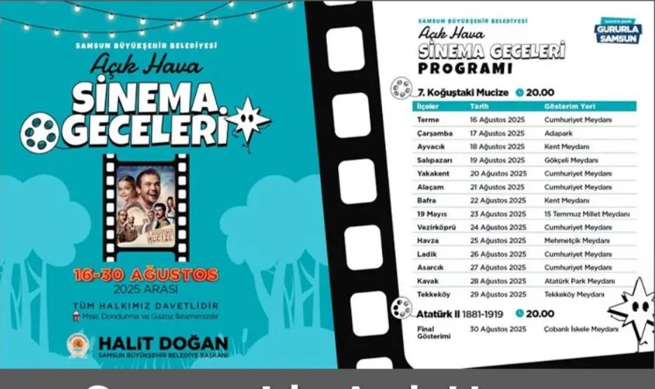 SAMSUN’DA “AÇIK HAVA SİNEMA GECELERİ” BAŞLIYOR…